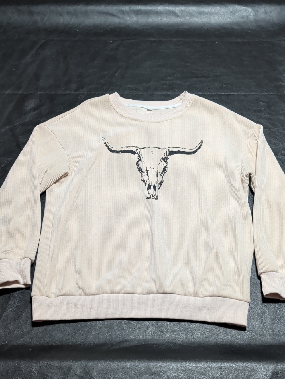 Women's Beige Longhorn Graphic Crewneck Sweater